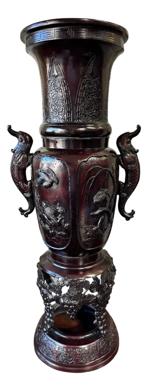 Japanese Meiji Period Patinated Bronze Vase, Late 19th Century