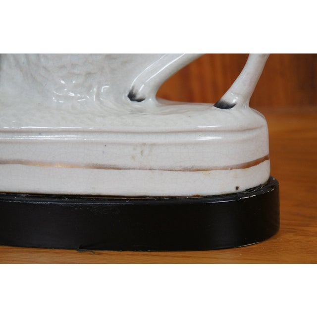 Antique Staffordshire Scottish Highlander Horse Deer Stag Hunt Table Lamp For Sale - Image 11 of 12