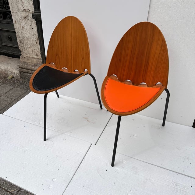 A6 Chairs in Wood and Leather by Joseph-André Motte for Steiner, France, 2000s, Set of 6 For Sale - Image 15 of 18