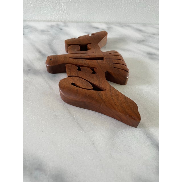 American Vintage American Walnut Boho Hippie Peace Plaque For Sale - Image 3 of 7