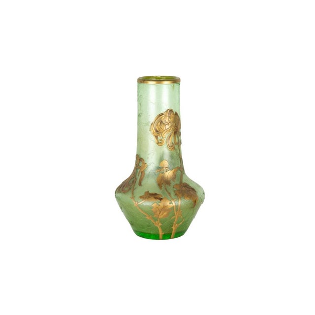 Art Nouveau Green Glass Vase by Mont Joye, France, 1890s For Sale - Image 9 of 9