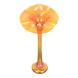 Lundberg Studios Jack in the Pulpit Large Flower Form Iridescent Art Glass Vase