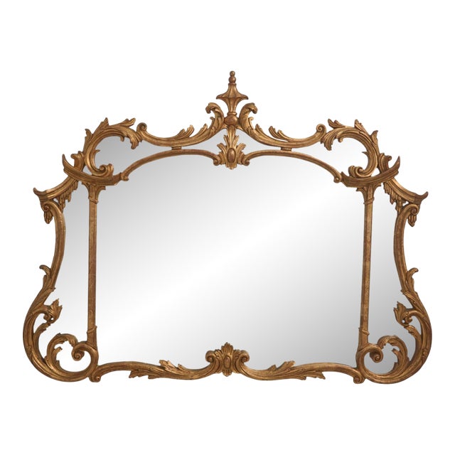 Italian Gold Frame Chippendale Sideboard Mantle Mirror For Sale