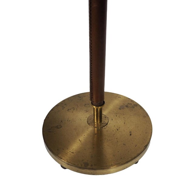 Vintage Swedish Leather and Brass Floor Lamp from Falkenbergs Belysning, 1960s For Sale - Image 10 of 18