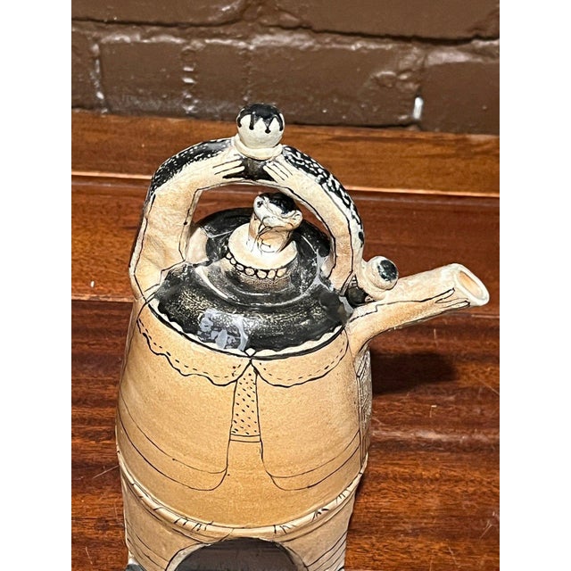 Ceramic Late 20th Century Gerry Wallace Studio Art Pottery Whimsical Figural Teapot Vessel For Sale - Image 7 of 9