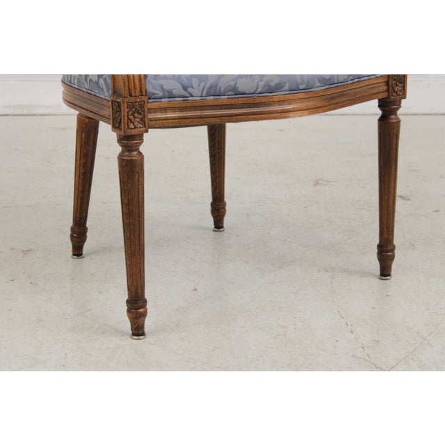 Blue Set of 8 French Louis XVI Upholstered Dining Room Chairs For Sale - Image 8 of 18