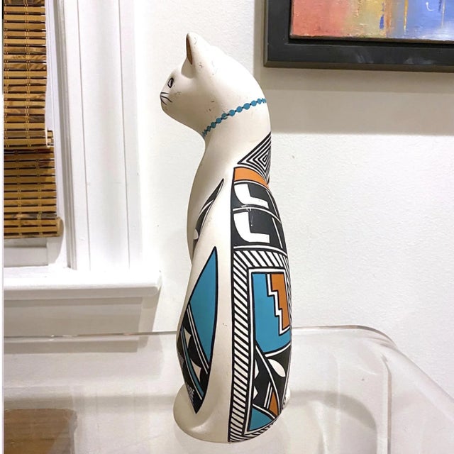 Vintage Native American Style Pottery Cat. For Sale - Image 4 of 8