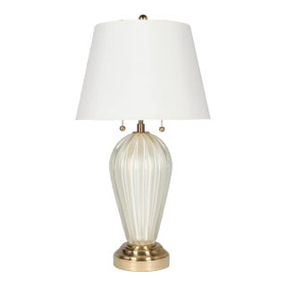 Seguso White Murano Glass Mid Century Lamp For Sale