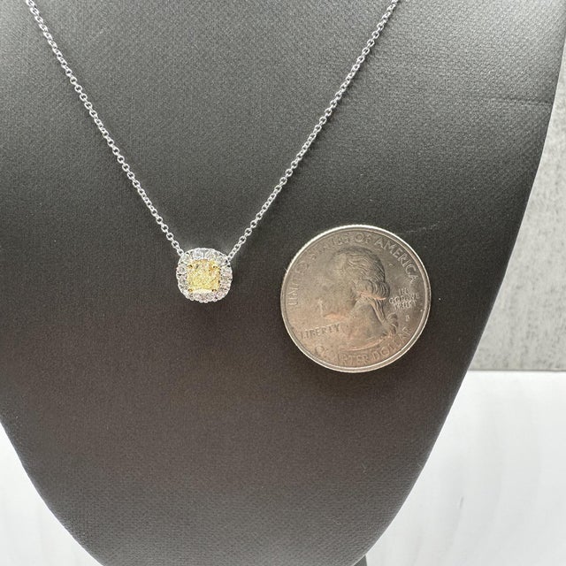 Early 21st Century Natural Yellow Diamond Pendant Necklace in 14kt Gold -0.67ctw, Adjustable 16-18" For Sale - Image 5 of 7