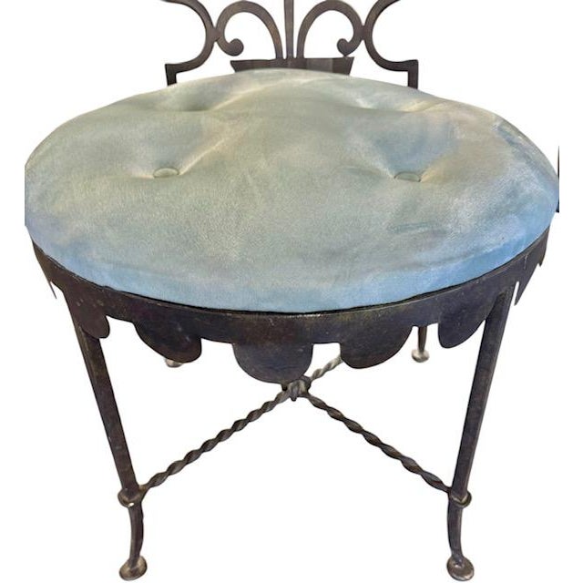 Mid-20th Century French Neoclassical Art Deco Wrought Iron Armchairs in the Manner of Gilbert Poillerat - Pair For Sale - Image 11 of 17