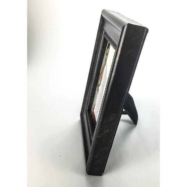 French 4 X 6 Vintage Metallic and Glass Wood Photo Frame For Sale - Image 3 of 7