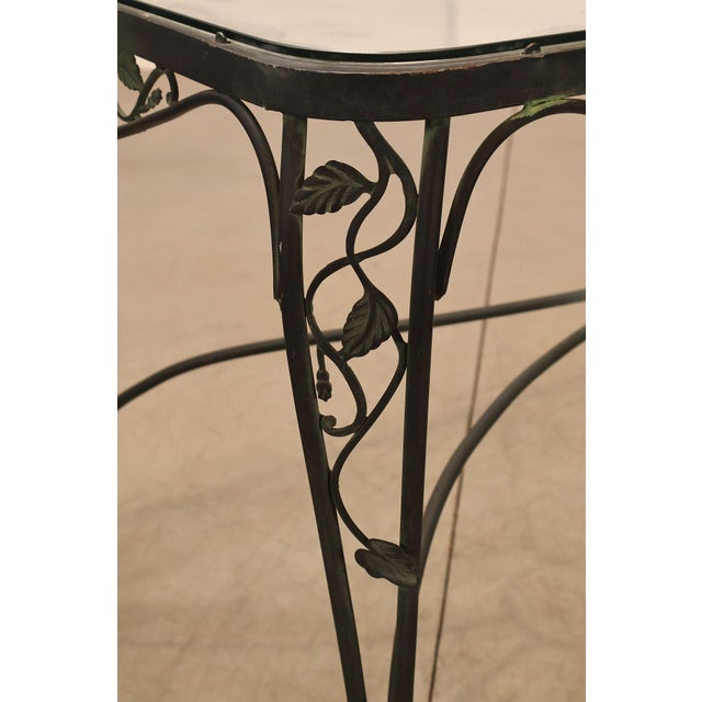 Vintage Glass Top Wrought Iron Patio Table For Sale In Philadelphia - Image 6 of 18