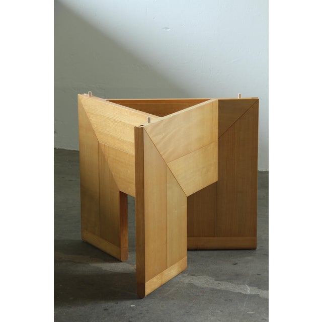 Wood Italian Geometric Triangular Design Table by Silvio Coppola for Montina, 1970s For Sale - Image 7 of 18