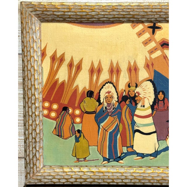 Native American Joseph Bidzinski (American, 20th C.) Native American Ceremonial Procession, 1950 For Sale - Image 3 of 13