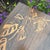 Wood Postmodern Accent Table With Stenciled Leaves For Sale - Image 7 of 11