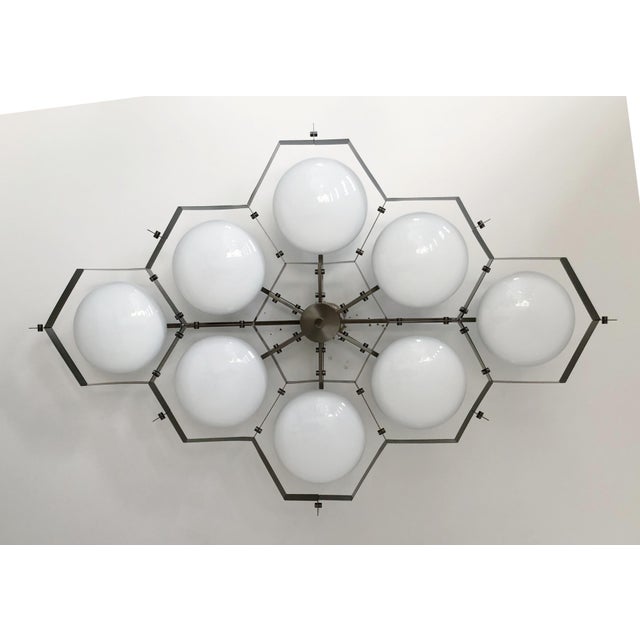 21st Century Beehive Satin Black Nickel Glossy White Murano Flush Mount by Fabio LTD For Sale - Image 6 of 8