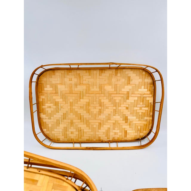 1970s Woven Bamboo and Rattan Gallery Trays - Set of 12 For Sale In New York - Image 6 of 13