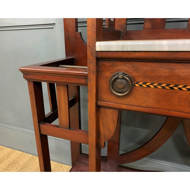 Brown Arts and Crafts Inlaid Mahogany Hall Stand, 1900 For Sale - Image 8 of 18