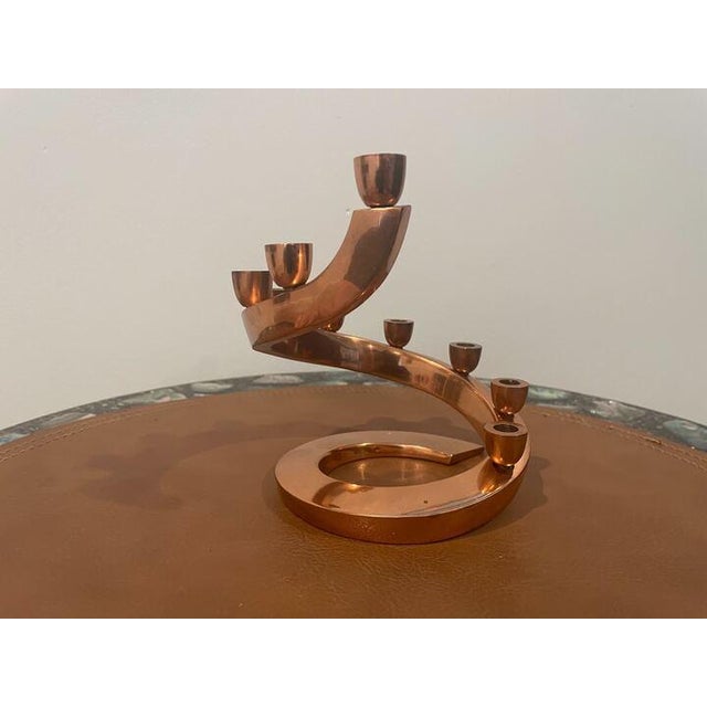 Copper 1960s Israeli Copper Hanukkah Menorah For Sale - Image 8 of 8