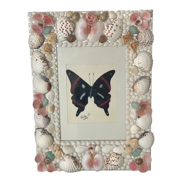Vintage Sea Shell Encrusted Frame For Sale