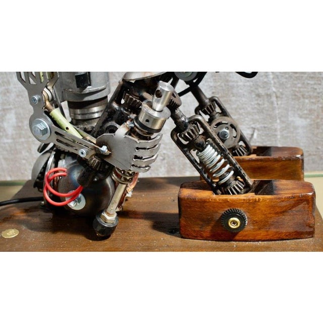 Brown Mid-Century Handcrafted Novelty Steampunk Robot Lamp For Sale - Image 8 of 10