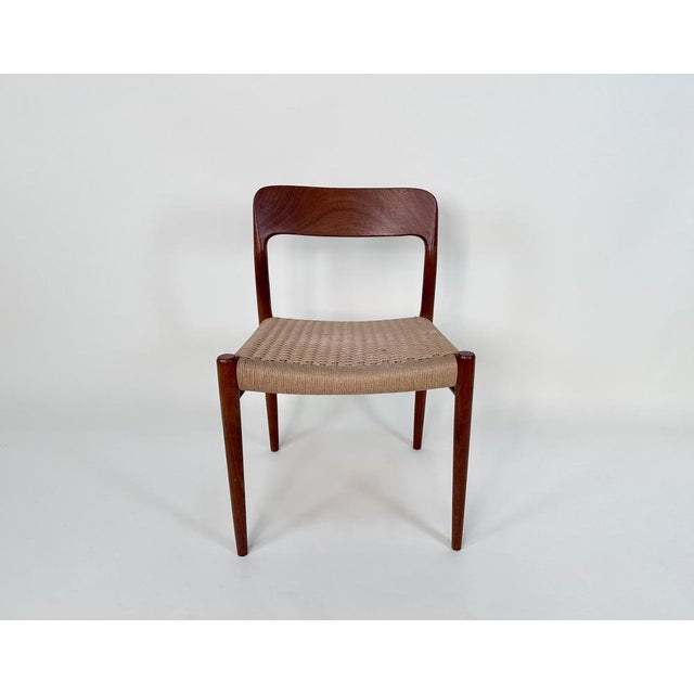 Wood Teak & Woven Paper Cord Model 75 Side Chair by Niels O. Møller for J.L. Møllers, Denmark, 1954 For Sale - Image 7 of 15