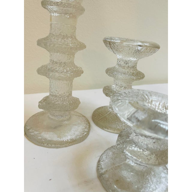 Glass Crystal Glass Candlesticks by Timo Sarpaneva for Iittala, Finland, 1960s, Set of 3 For Sale - Image 7 of 7