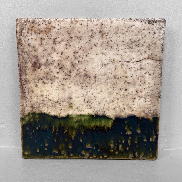 Dimensions: h 3 × w 28.5 × d 28 cm japanese ceramic toban dating from around 1970, designed as a square decorative panel...