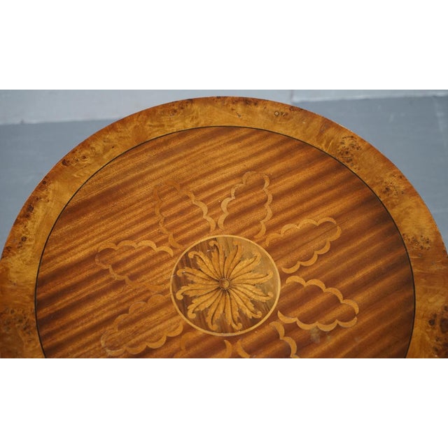 Burr Walnut Marquetry Inlay Side Tables, Set of 2 For Sale - Image 16 of 18