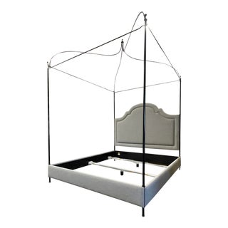 John Richard Modern Classics Silvia Iron Upholstered King Canopy Bed For Sale