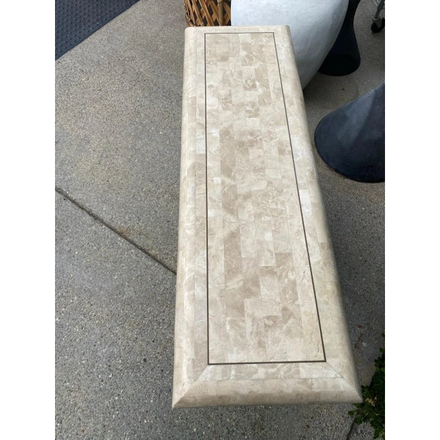 Late 20th Century Late 20th Century Vintage Tessellated Marble With Brass Inlay Console For Sale - Image 5 of 11