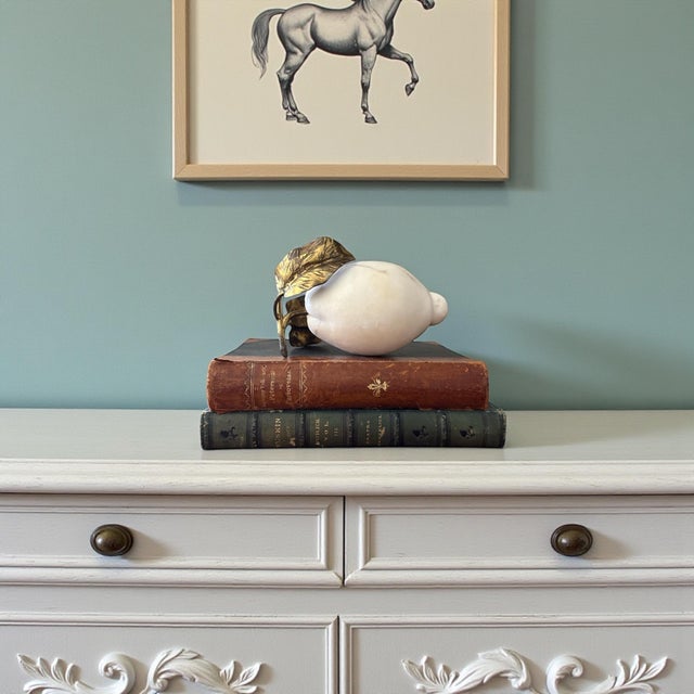 beautifully sculptural vintage Italian marble lemon, hand-carved from solid white marble and accented with finely worked...