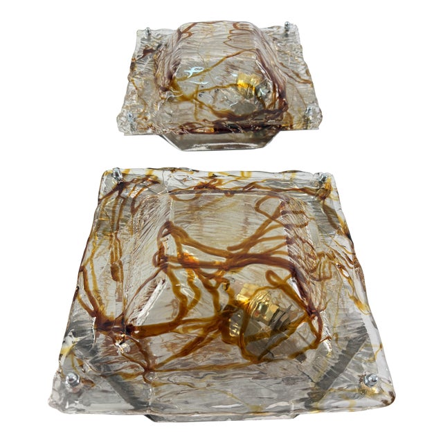 Murano Glass Wall Lamps, 1970s, Set of 2 For Sale