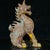 Early 20th Century Antique Glass Guardian Lion Sculpture – 7.1" Roaring Mythical Beast With Verdigris Patina For Sale - Image 5 of 9