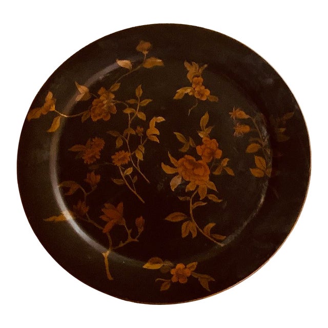 Vintage American Toleware Round Tea Tray For Sale