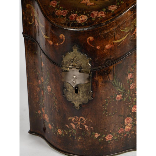English Antique English Angelica Kauffman Hand Painted Letter Box For Sale - Image 3 of 4