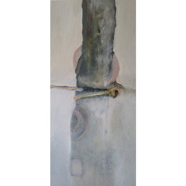 Contemporary Title: In the Crumbling Sculpture Garden (She Knelt Down) 48 X 60 Inch Contemporary Abstract Expressionist, Figurative Oil Painting. By Lynn Christian For Sale - Image 3 of 13