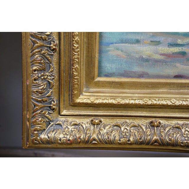 Textile Late 20th Century Impression Sunrise Soleil Levant Boat Seascape Oil Painting After Claude Monet For Sale - Image 7 of 10