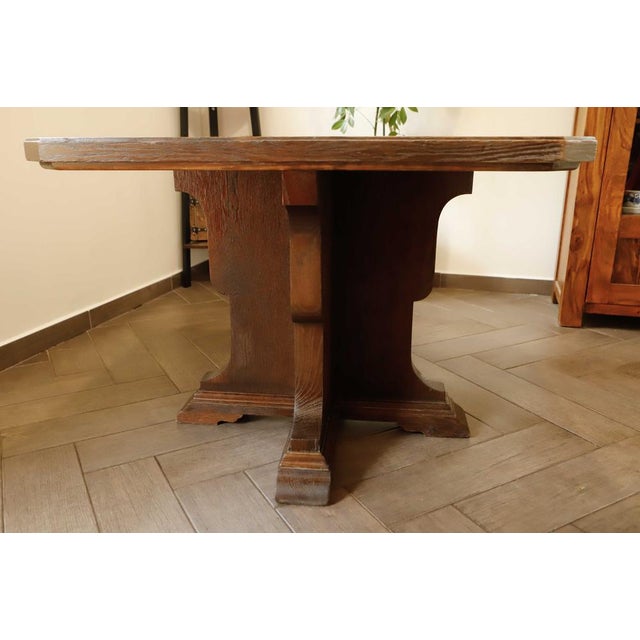 Rustic Oak Table with Central Base, 1920s For Sale - Image 14 of 17