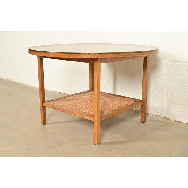 Paul McCobb Irwin Collection Mahogany, Brass, and Cane Leather Top Coffee Table, 1950s For Sale In South Bend - Image 6 of 9