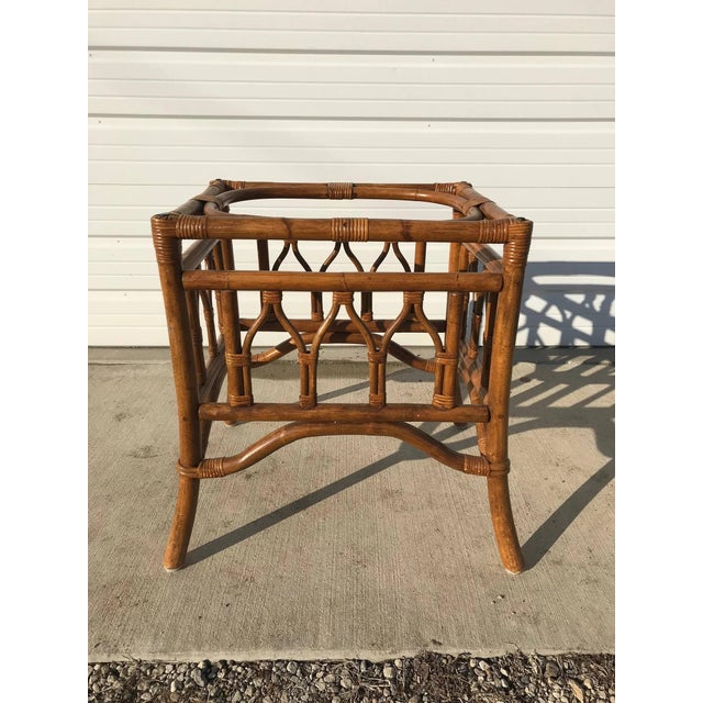 Rattan Faux Bamboo Dining Set 6pc Hollywood Regency Chippendale Wicker For Sale - Image 9 of 10