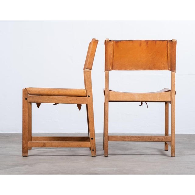 Wood Dining Chairs in Cognac Leather and Oak attributed to Kurt Østervig for Sibast, Denmark, 1960s, Set of 6 For Sale - Image 7 of 8
