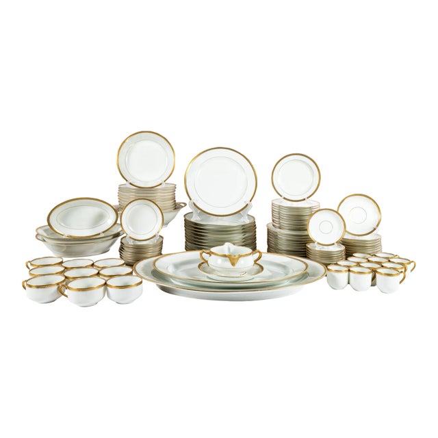 Vintage Haviland Limoges Marquis French Porcelain Dinnerware China Set With Serving Pieces—74 Pieces For Sale