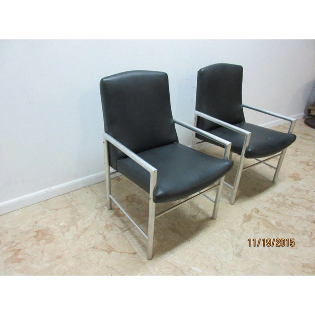 Black Mid-Century Aluminum Tubular Arm Club Chairs - A Pair For Sale - Image 8 of 9