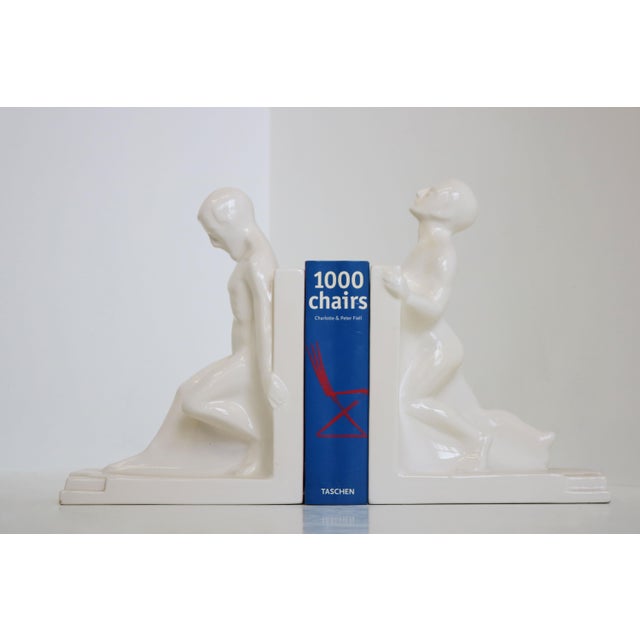 Cream Vintage Dutch Art Deco Bookends by Godefridus Boonenkamp, 1925, Set of 2 For Sale - Image 8 of 12
