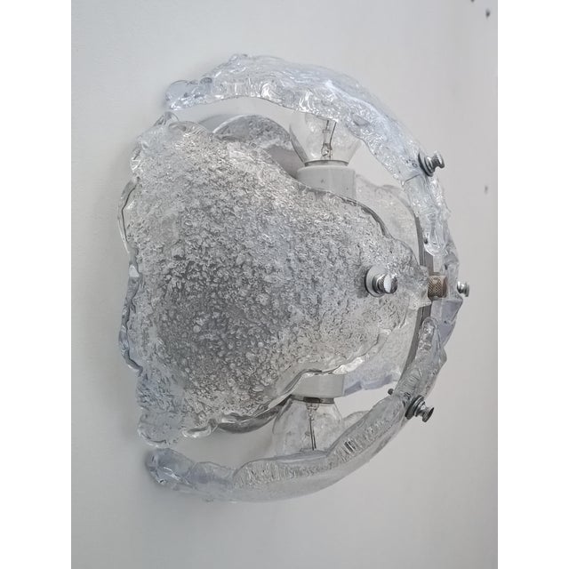 Murano Frosted Glass Wall Sconce, 1970s For Sale - Image 3 of 8