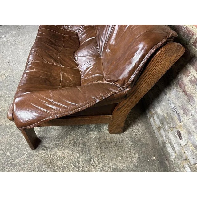 Vintage Sofa in Wood and Leather in the style of Percival Lafer, 1960s For Sale - Image 4 of 10
