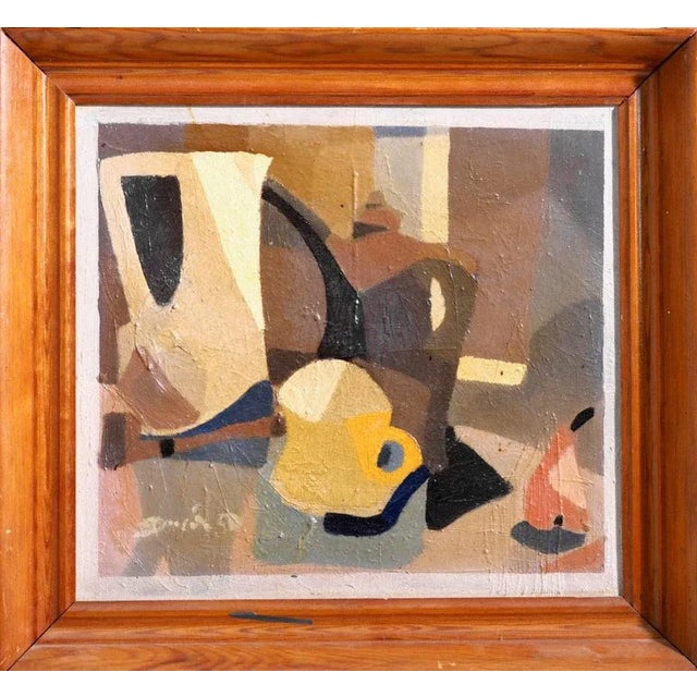 Cubist Painting, 20th-Century, Oil on Board, Framed For Sale - Image 8 of 8