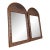 Sarreid Rustic Brass & Wood Arched Mirror Pair For Sale