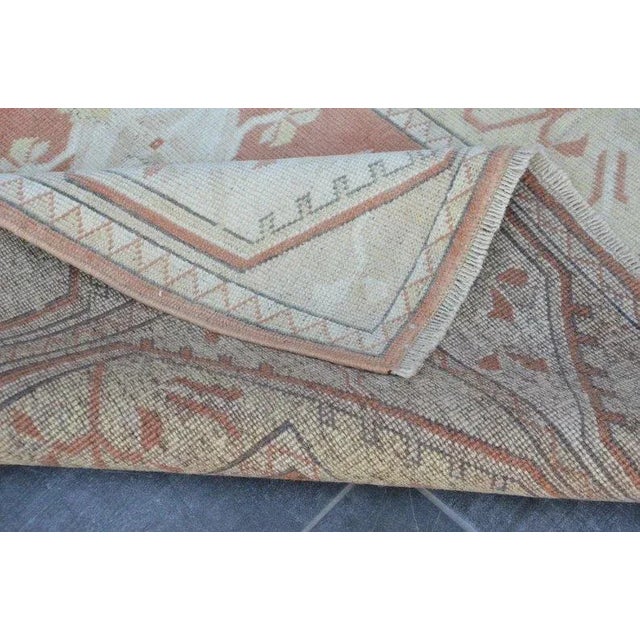 1960s Beige and Orange Vintage Rug For Sale - Image 9 of 11